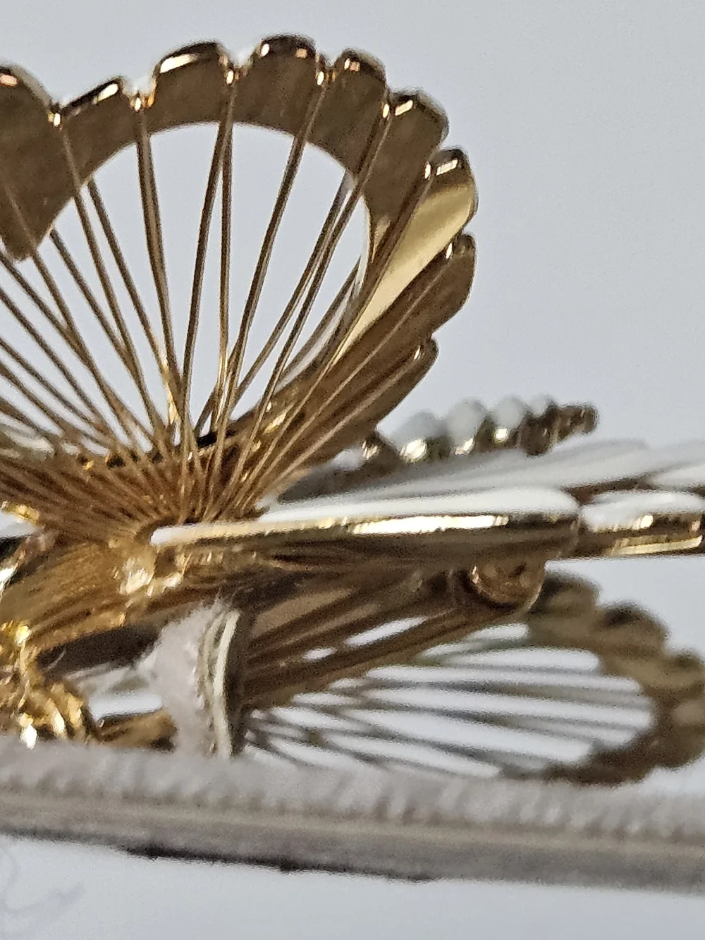 Monet White and Gold Butterfly Brooch
